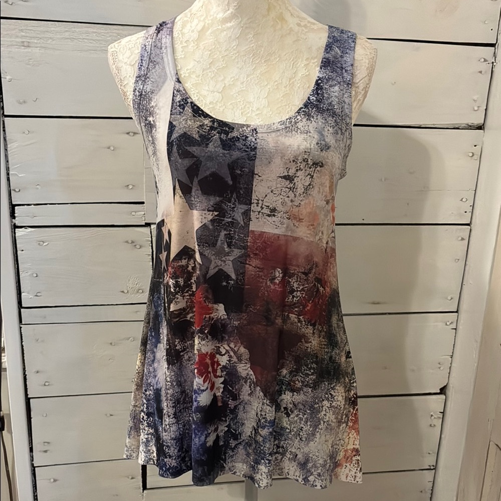 Women's Size Medium Sleeveless Star Print Top
